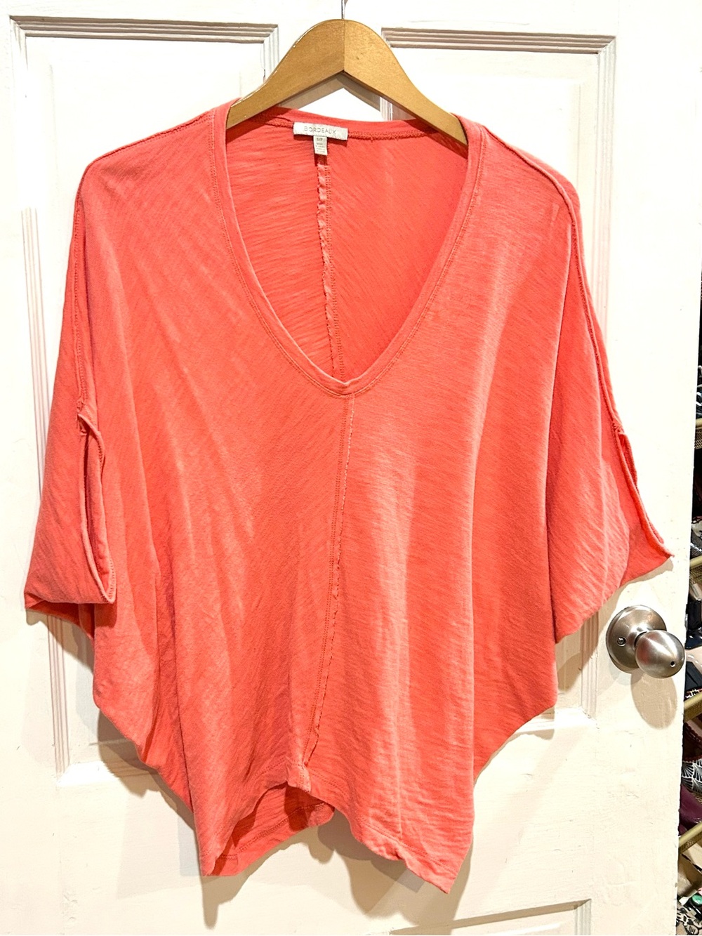 Anthropologie Bordeaux Noelie Coral Dolman Top Casual Relaxed Cotton Size S - Picture 4 of 7